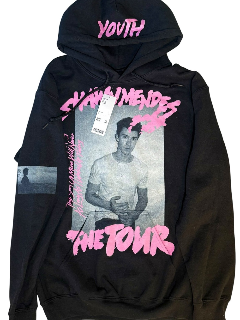 NWT Shawn Mendes The Tour Black & Pink Graphic Hoodie Small
